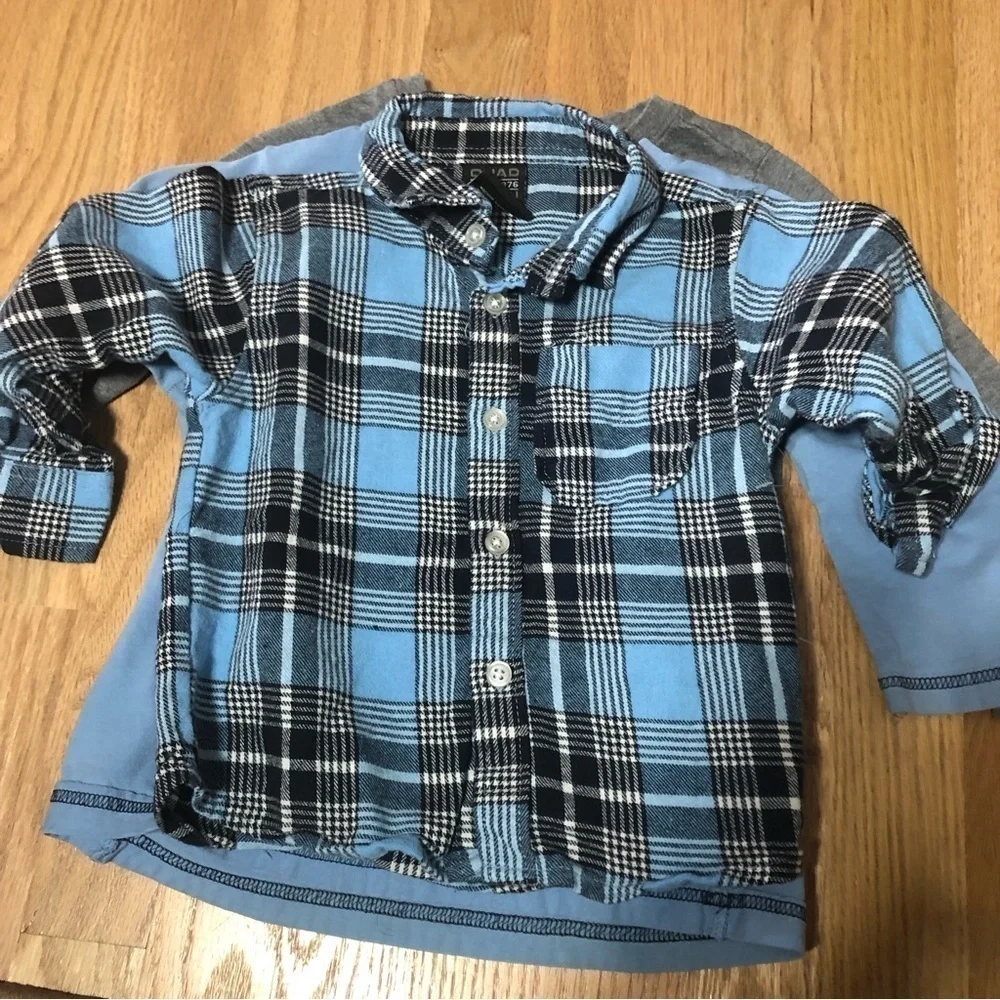 3T Shirt Bundle Long Sleeve Boys Gap Button Down Yellow Blue Gray Kids